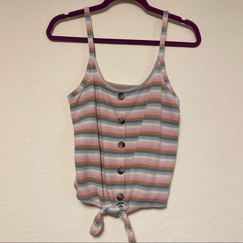 American Eagle Striped Toe Front Cropped Tank Medium